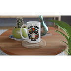 Personalised Good Vibes Only, Hippie Mushroom With Sunglasses White 15oz Ceramic Mug Personalised 15oz Mug Globally Fulfilled Posititvity