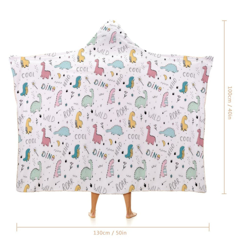 Quirky Dinosaurs Kids Hooded Blanket 100cm x 130cm
