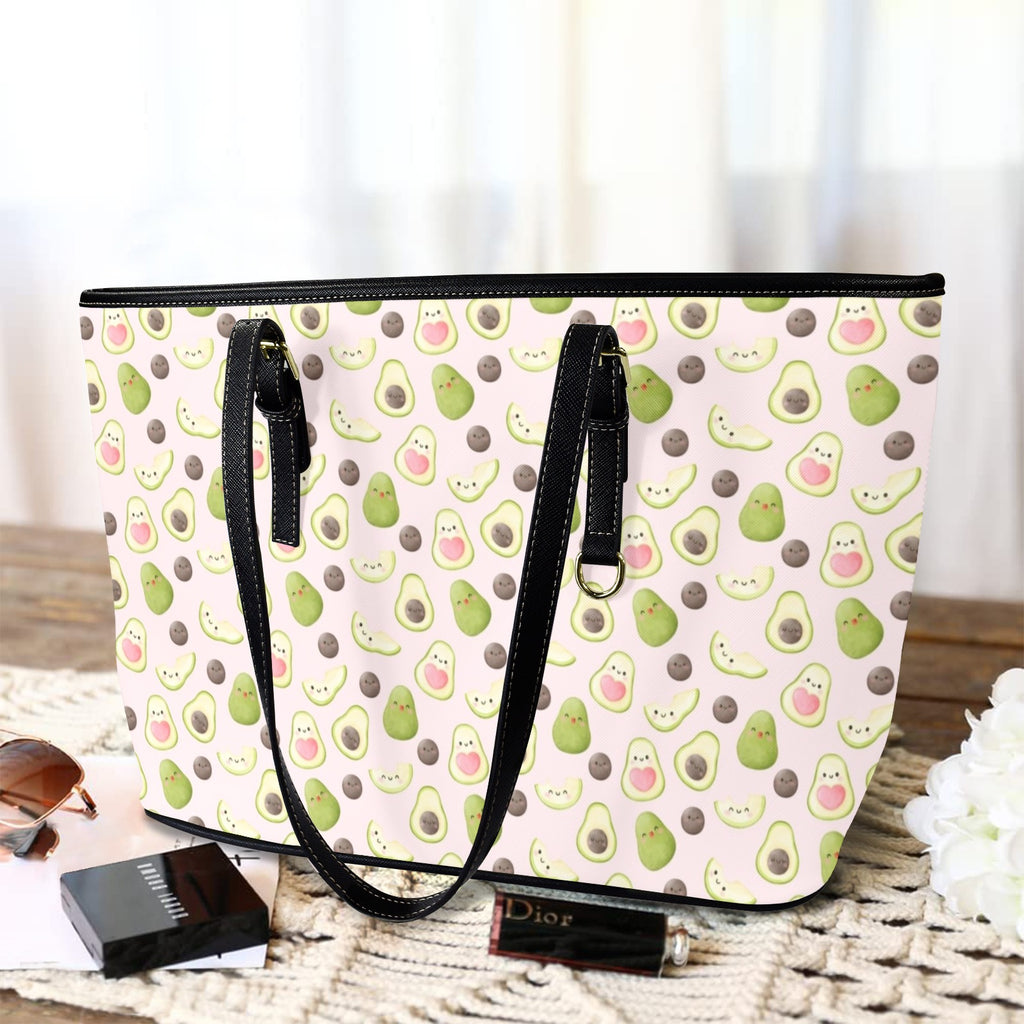Avocado Love PU Leather Tote Bag Large Leather Tote Bag-Large Food Printed Offshore