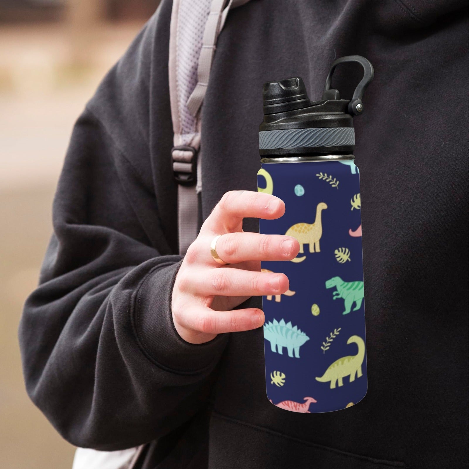 Dinosaurs - Insulated Water Bottle with Dual-Use Lid (18oz) Insulated Water Bottle with Dual-Use Lid (18oz) animal Printed Offshore