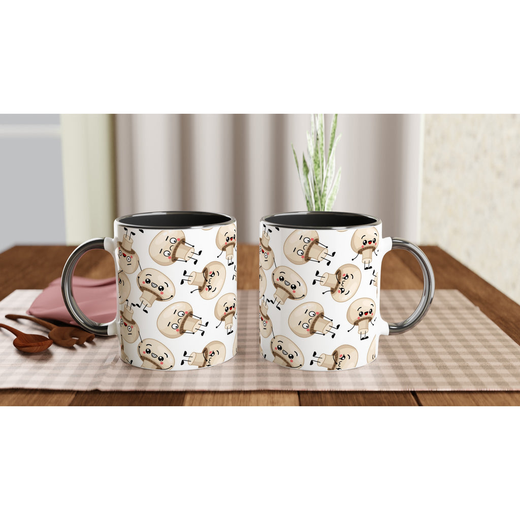 Cute Mushrooms - White 11oz Ceramic Mug with Colour Inside Colour 11oz Mug Globally Fulfilled