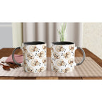 Cute Mushrooms - White 11oz Ceramic Mug with Colour Inside Colour 11oz Mug Globally Fulfilled