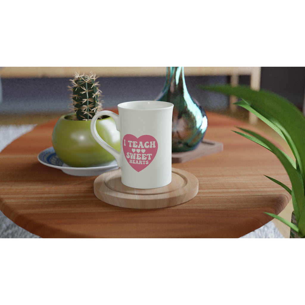 I Teach Sweet Hearts White 10oz Porcelain Slim Mug Porcelain Mug Globally Fulfilled Teacher