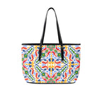 Bright Burst - Leather Tote Bag-Large