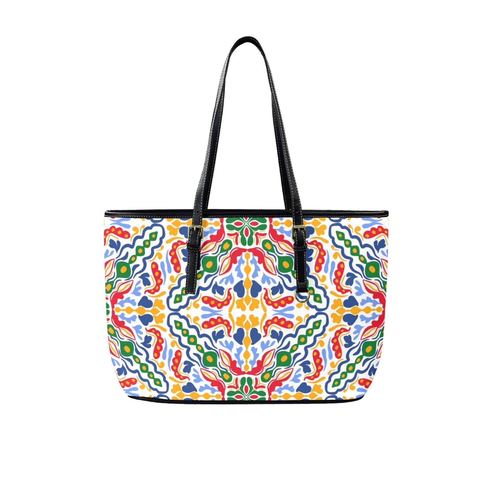 Bright Burst - Leather Tote Bag-Large