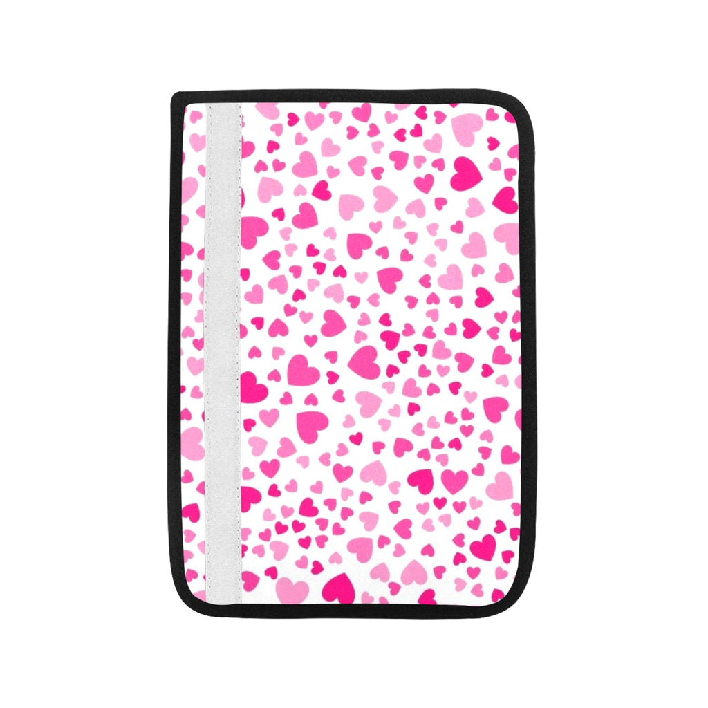 Pink Hearts On White Car Seat Belt Cover 7''x10'' (Pack of 2) Car Seat Belt Cover 7x10 (Pack of 2) Love Printed Offshore