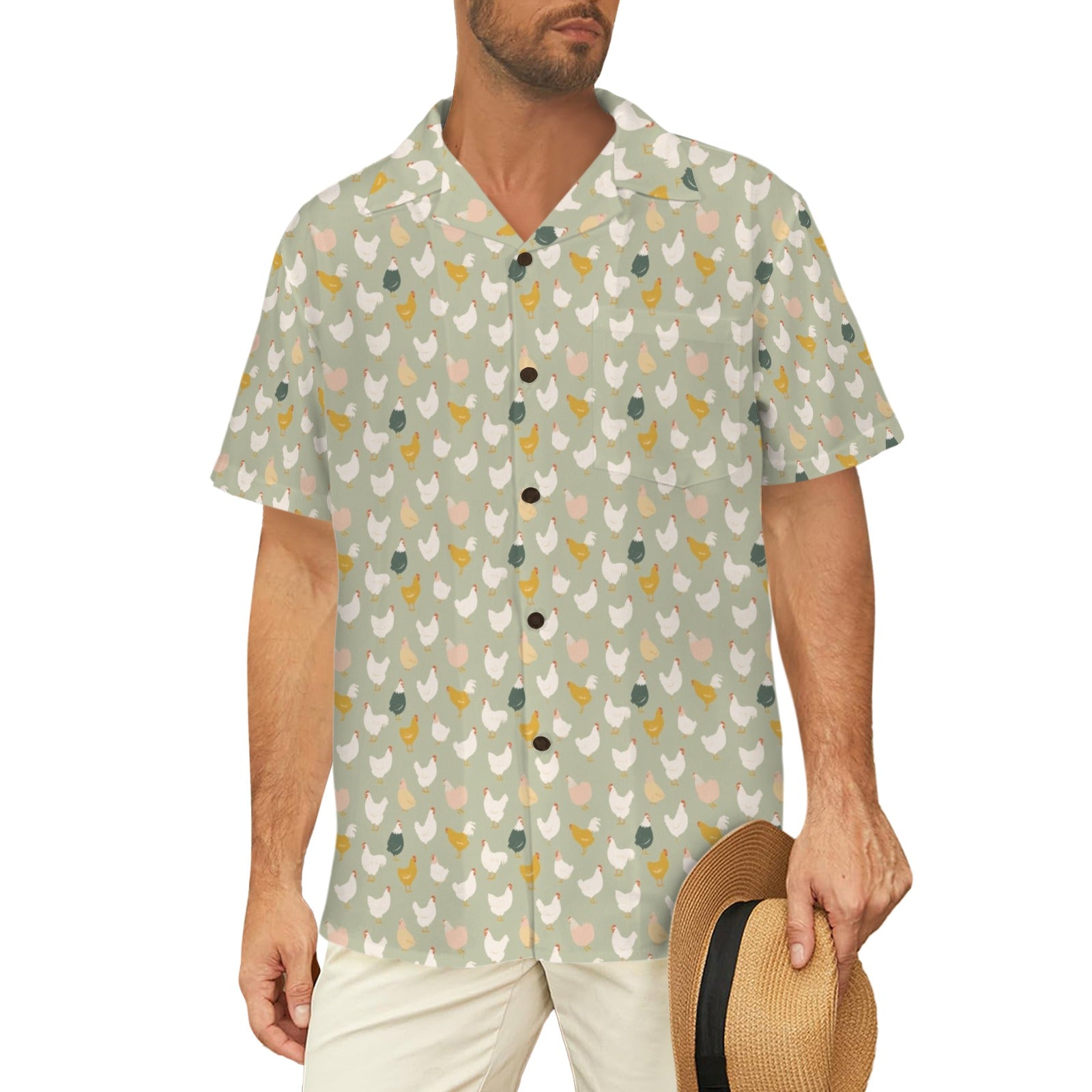 Chicken Life - Men's Short Sleeve Hawaiian Shirt Men's Hawaiian Shirt (New) animal Printed Offshore