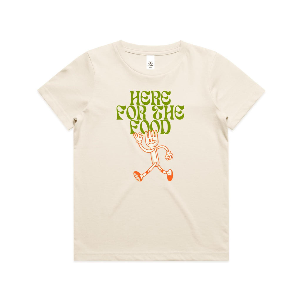 Here For The Food - Kids Youth T-shirt Ecru Kids T-shirt Food Printed In Australia