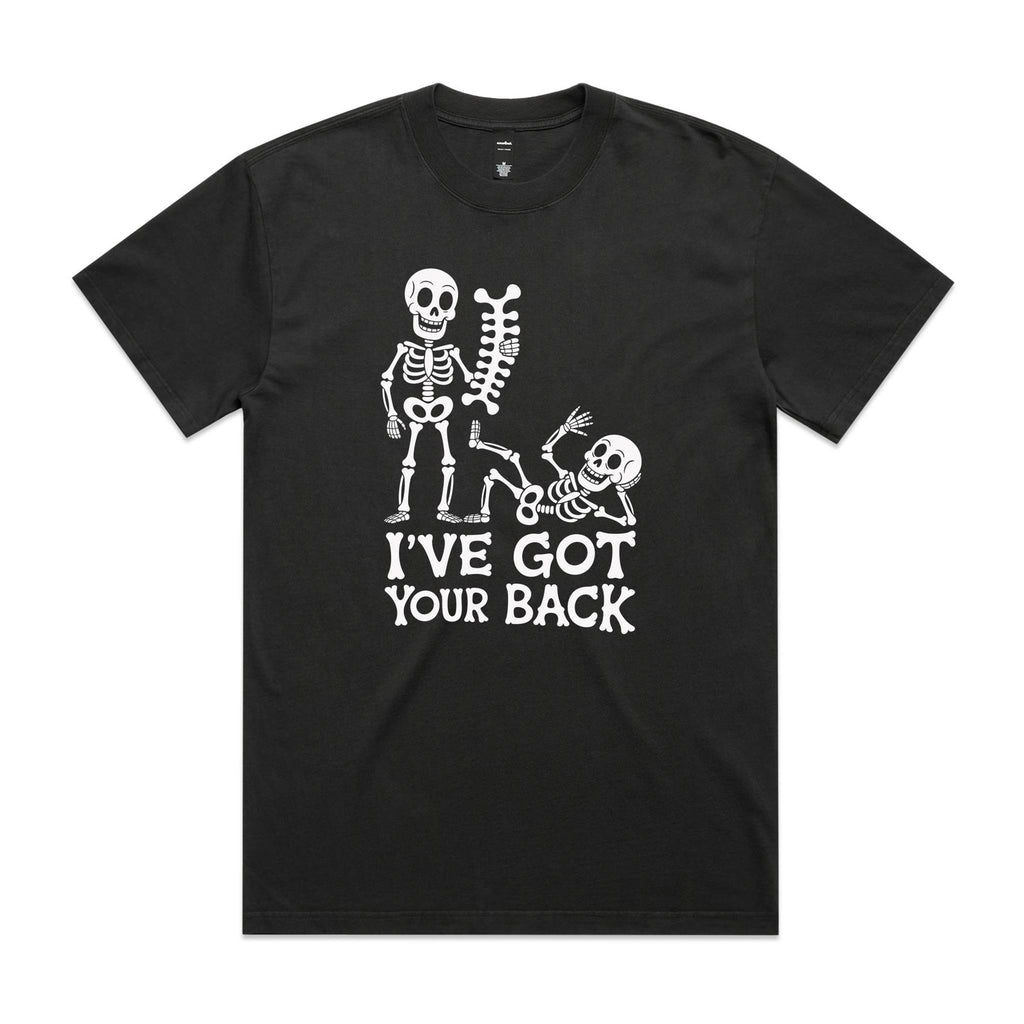 Skeleton, I've Got Your Back AS Colour Heavy Faded Tee Unisex Faded coal Heavy Faded T-shirt Printed In Australia