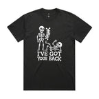 Skeleton, I've Got Your Back AS Colour Heavy Faded Tee Unisex Faded coal Heavy Faded T-shirt Printed In Australia