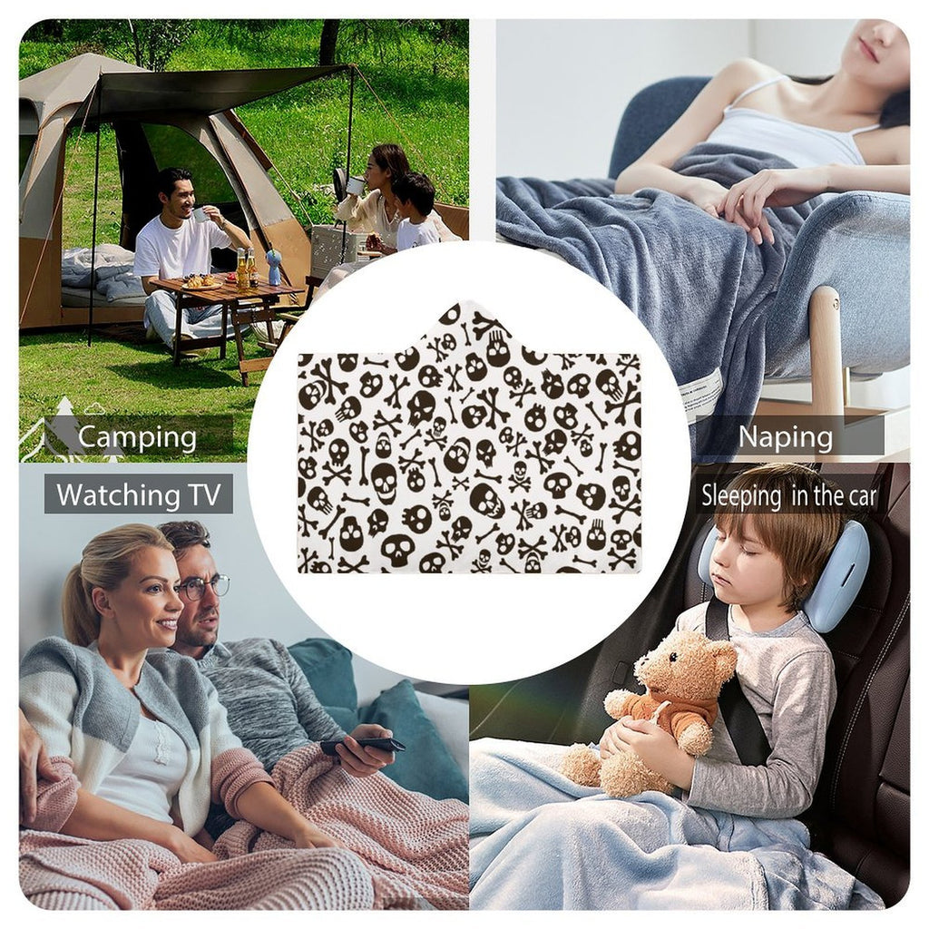 Skull And Crossbones Kids Hooded Blanket 100cm x 130cm Kids Hooded Blanket Printed Offshore