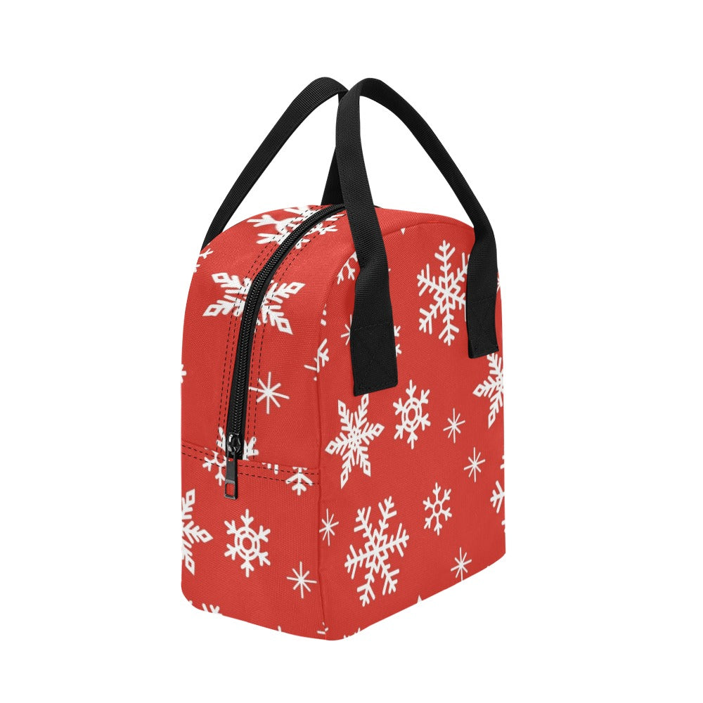 Red Snowflakes, Christmas - Zipper Lunch Bag Zipper Lunch Bag Printed Offshore