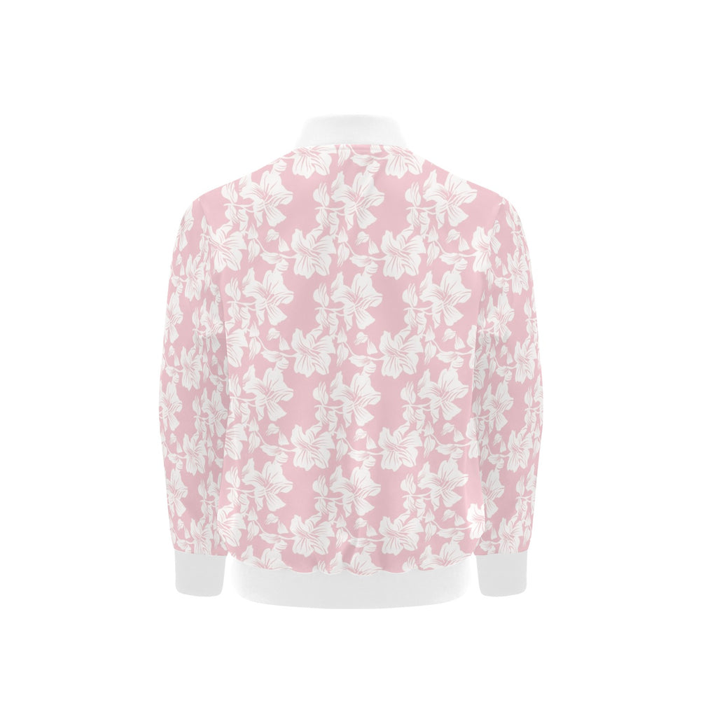 Pink Hawaiian Floral Kids Bomber Jacket Kids Bomber Jacket Plants Printed Offshore