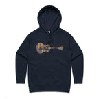 Guitar Reflection In Colour - Womens Hoodie Navy Womens Hoodie Music Printed In Australia