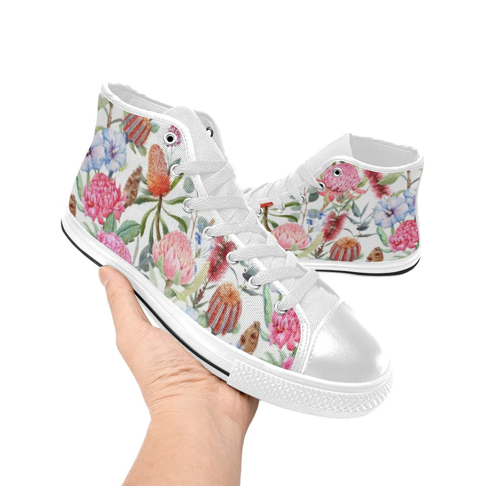 Australian Flowers - Kids High Top Canvas Shoes
