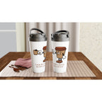 Even My Coffee Needs Coffee - White 15oz Stainless Steel Travel Mug Travel Mug Coffee Globally Fulfilled