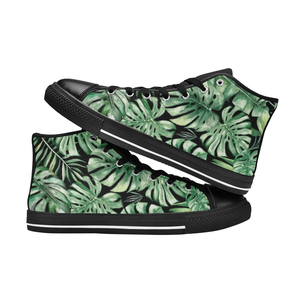 Jungle Leaves Women's High Top Canvas Shoes Womens Classic High Top Shoes Plants Printed Offshore