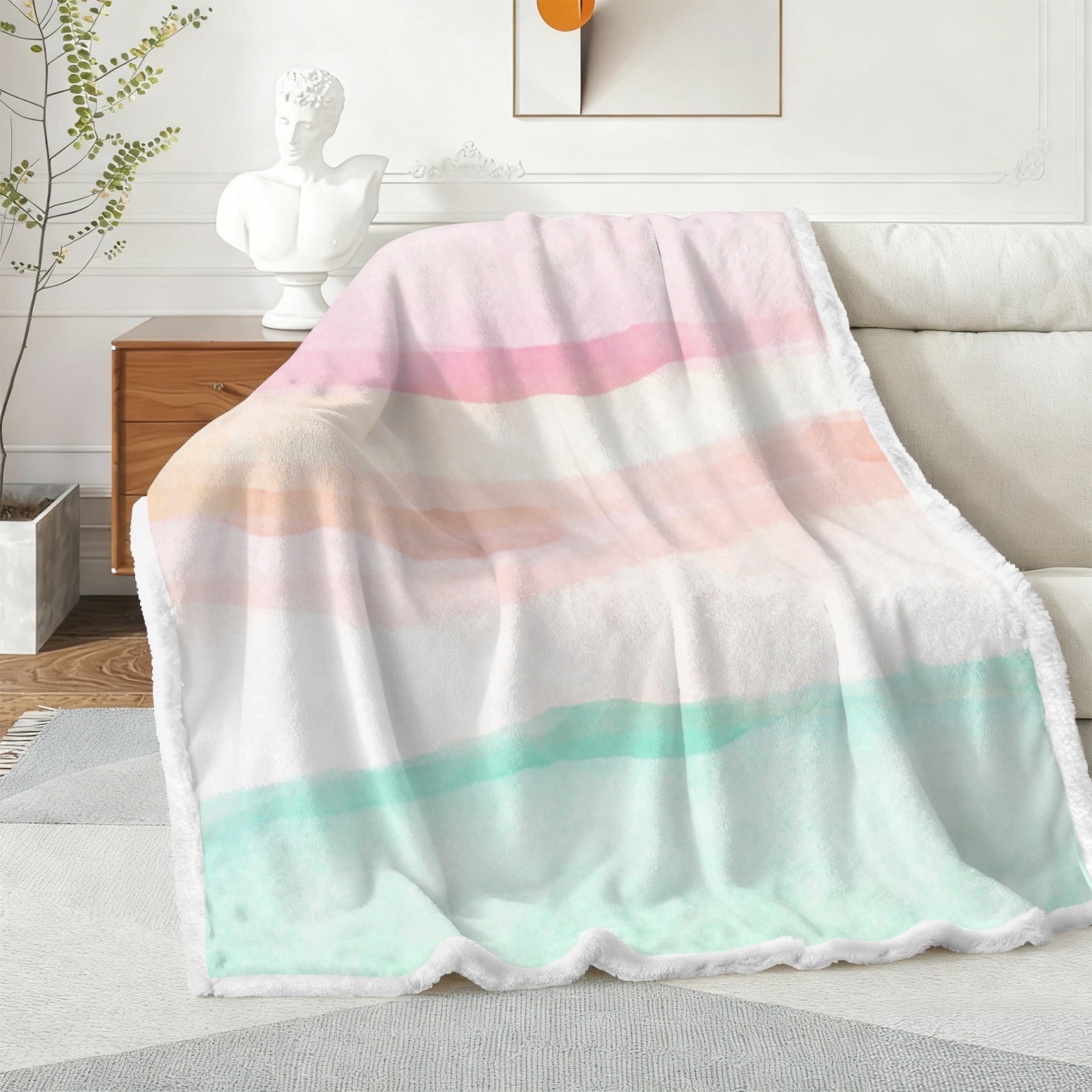 Pastel Stripes - Double-Layer Fleece Blanket 51"x59"