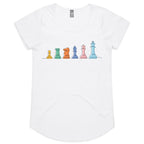 Chess - Womens Scoop Neck T-Shirt White Womens Scoop Neck T-shirt Chess Games Printed In Australia
