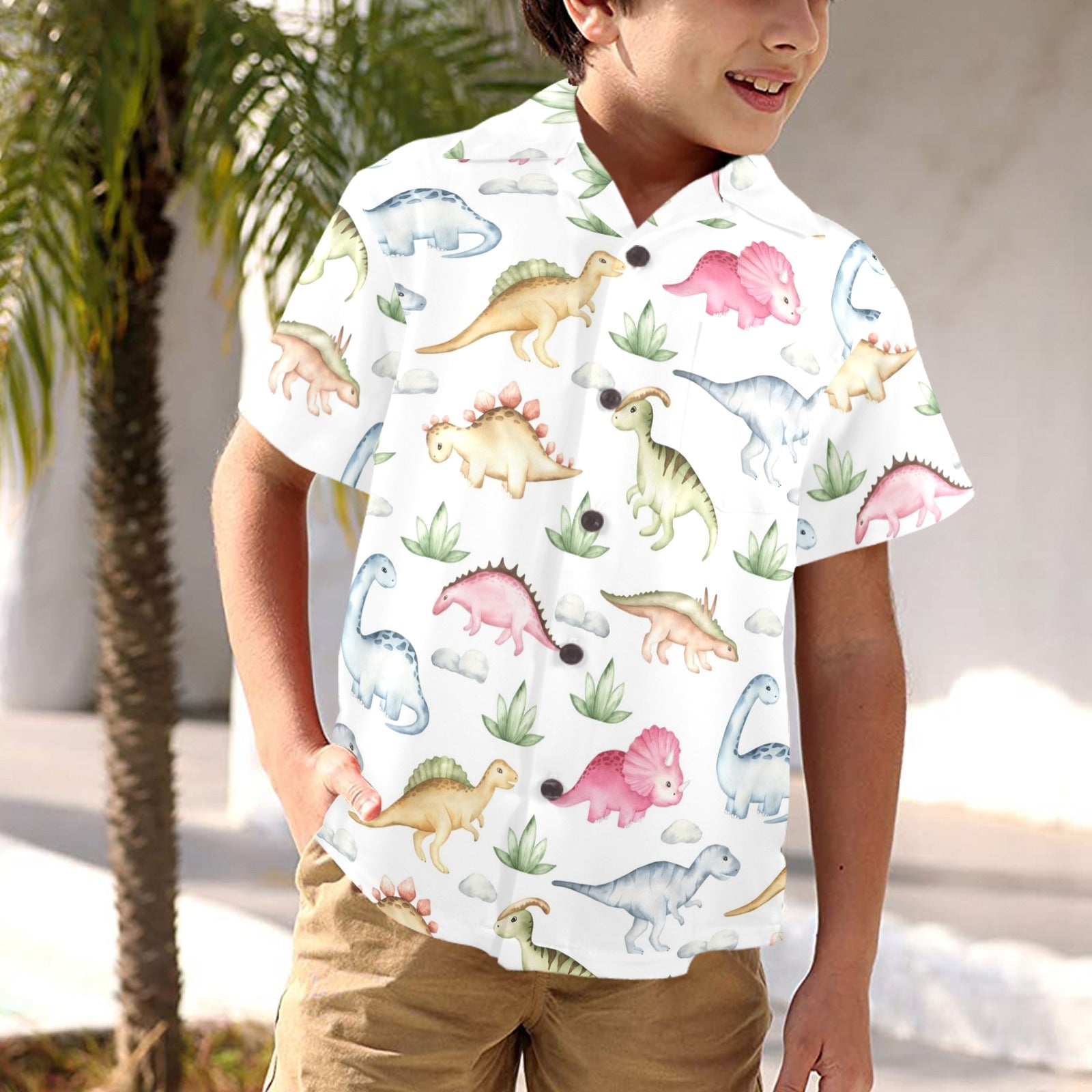 Dinosaur Garden - Junior Kids Hawaiian Shirt