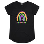 Find Your Rainbow - Womens Scoop Neck T-Shirt Black Womens Scoop Neck T-shirt Positivity Printed In Australia