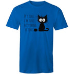 It's Fine, I'm Fine, Frazzled Cat - Mens T-Shirt Bright Royal Mens T-shirt animal Printed In Australia
