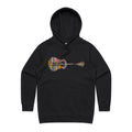 Guitar Reflection In Colour - Womens Hoodie Black Womens Hoodie Music Printed In Australia