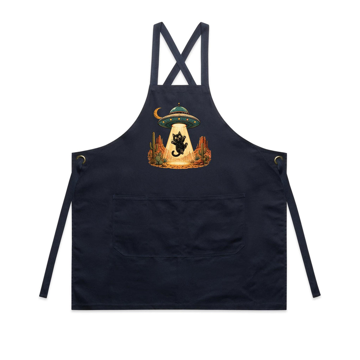Black Cat Alien UFO Abduction AS Colour Carrie Apron