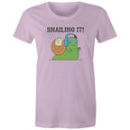 Snailing It - Womens T-shirt Lavender Womens T-shirt Fitness Printed In Australia
