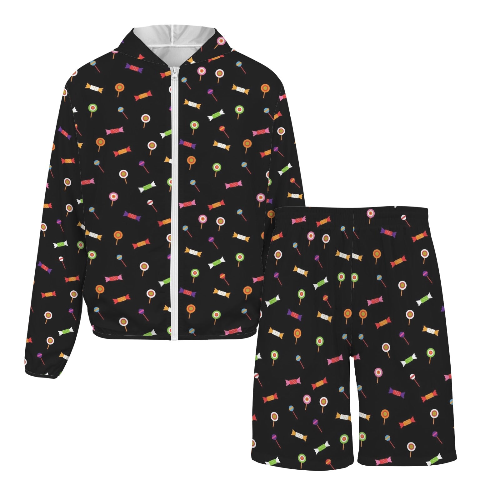 Candy Men's Lightweight Sun Hoodie & Shorts Set Men's Lightweight Sun Hoodie & Shorts Food Printed Offshore