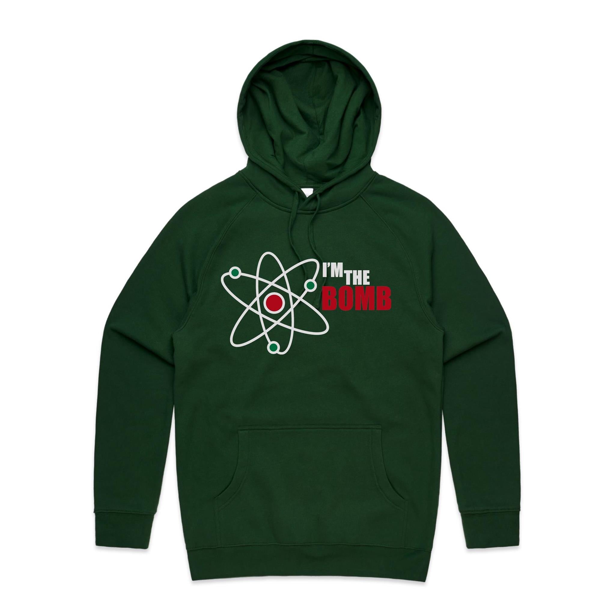 I'm The Bomb, Atom - Mens Hoodie Forest Green Mens Hoodie Printed In Australia Science