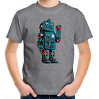 Robot - Kids Youth T-Shirt Grey Marle Kids Youth T-shirt Printed In Australia Sci Fi Tech