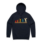 Saxophone Player Evolution - Mens Hoodie Navy Mens Hoodie Music Printed In Australia