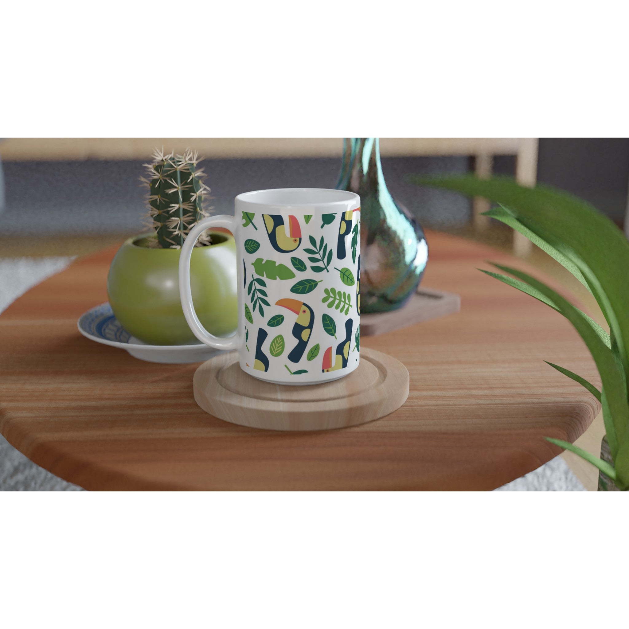 Toucans - White 15oz Ceramic Mug 15oz Mug Globally Fulfilled