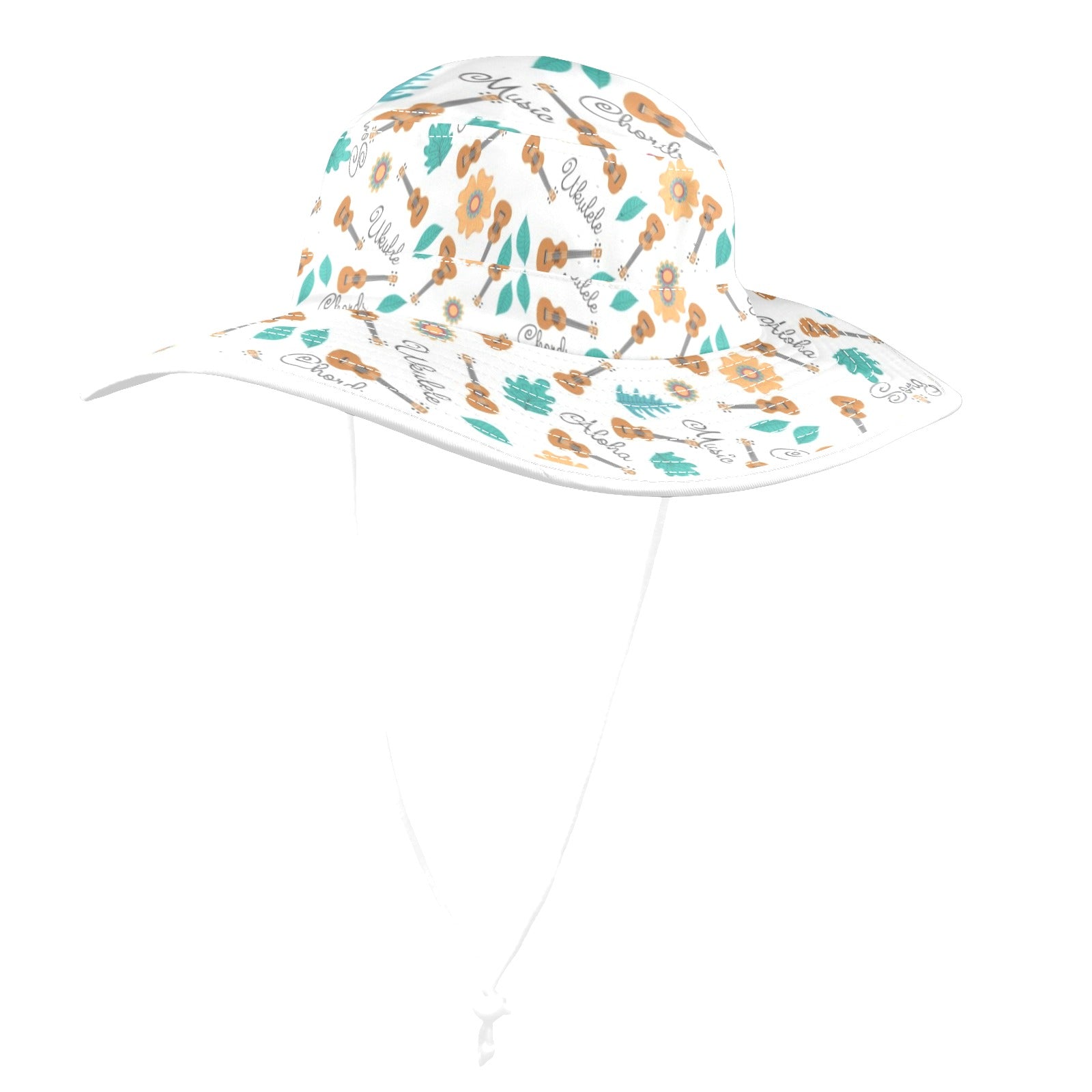 Ukulele Wide Brim Bucket Hat Wide Brim Bucket Hat Music Printed Offshore