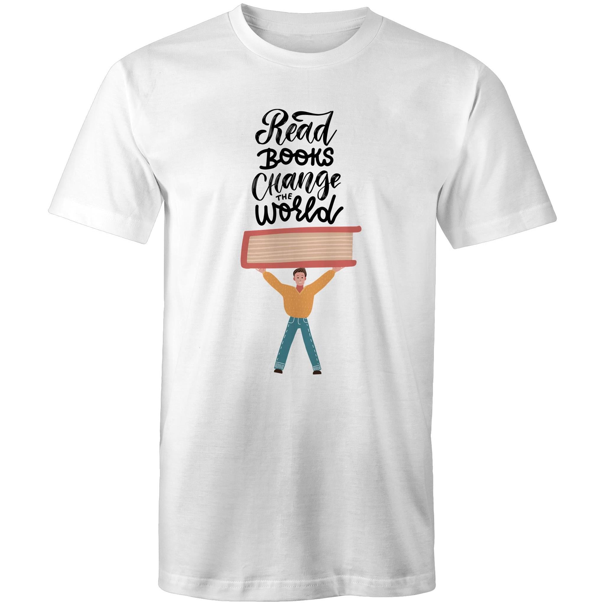 Read Books, Change The World - Mens T-Shirt White Mens T-shirt Printed In Australia Reading