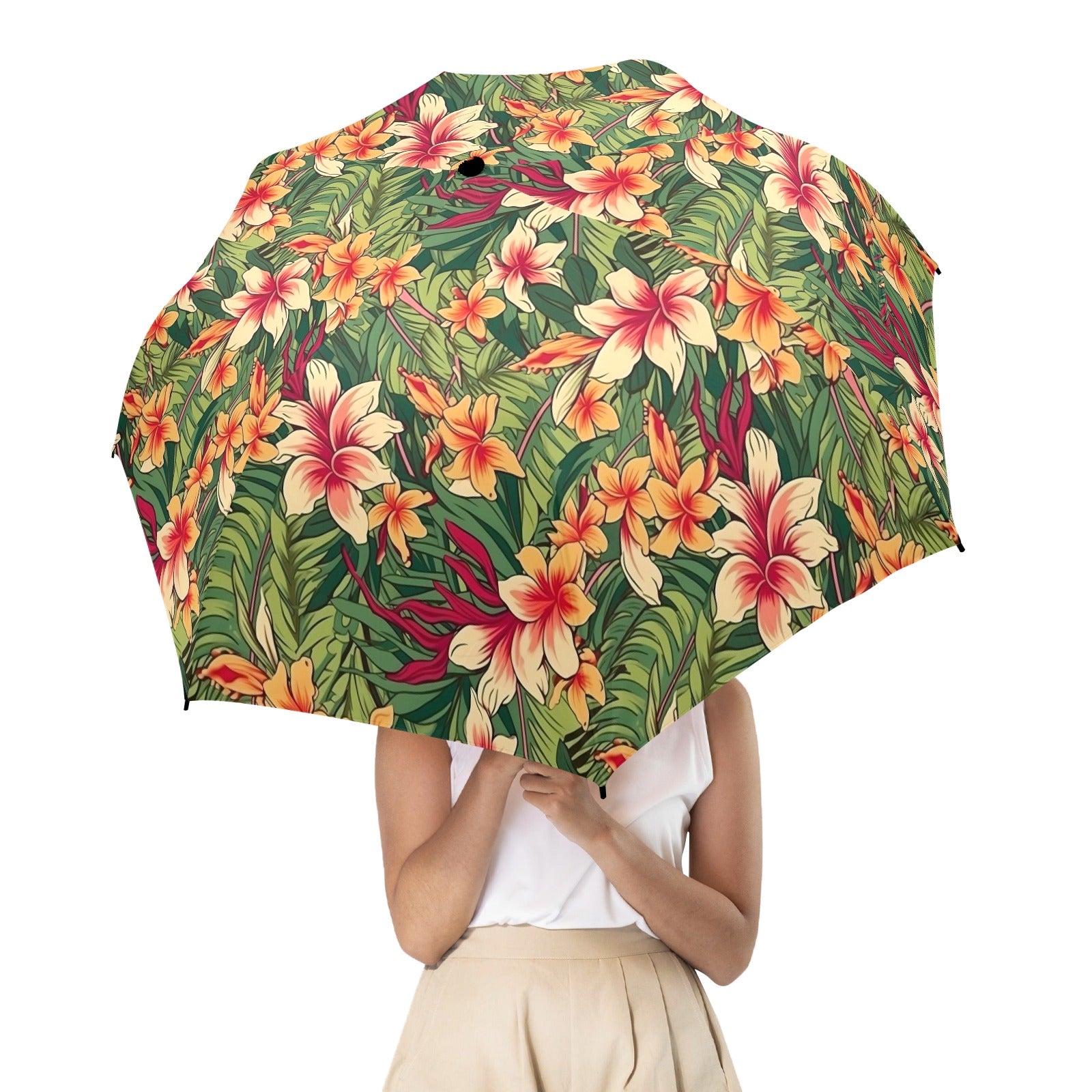 Vintage Hawaiian Floral Umbrella Umbrella Plants Printed Offshore