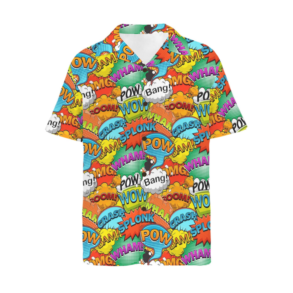 Comic Book 2 Men's Short Sleeve Hawaiian Shirt Men's Hawaiian Shirt (New) comic Printed Offshore