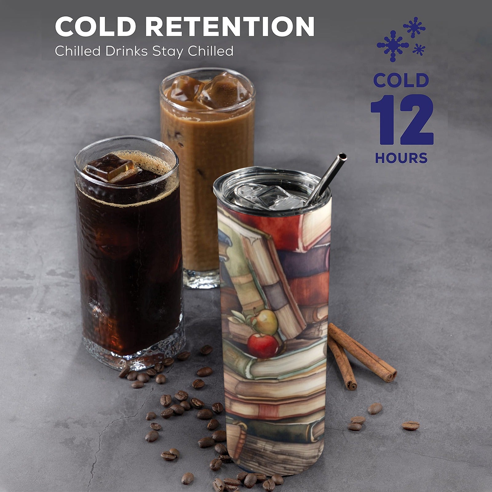 Watercolour Books - 20oz Tall Skinny Tumbler with Lid and Straw