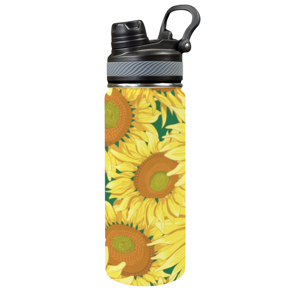 Sunflowers - Insulated Water Bottle with Dual-Use Lid (18oz) One Size Insulated Water Bottle with Dual-Use Lid (18oz) Plants Printed Offshore