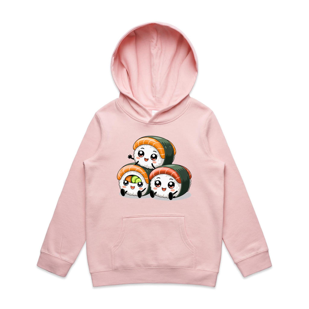 Kawaii Sushi Kids AS Colour Hoodie Pink