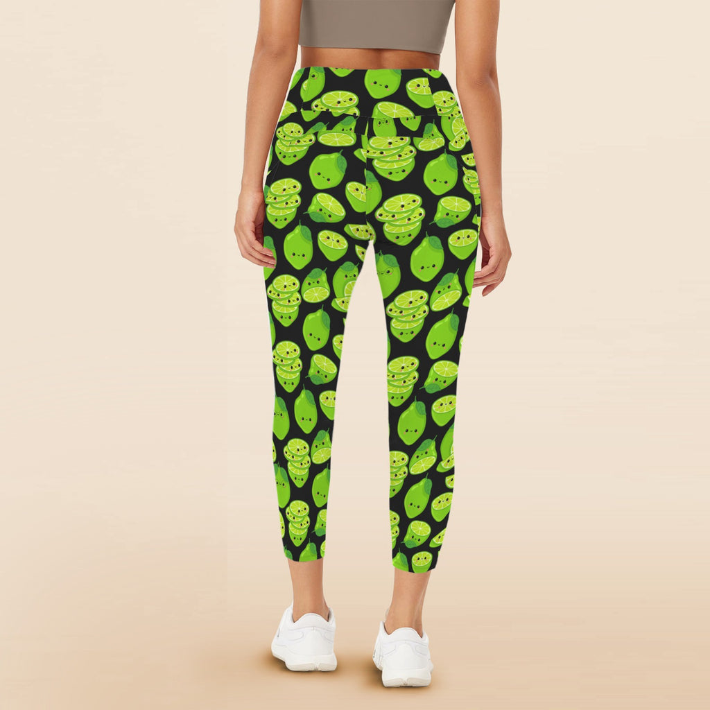 Cute Limes - Women's High Waist Pockets Yoga Leggings
