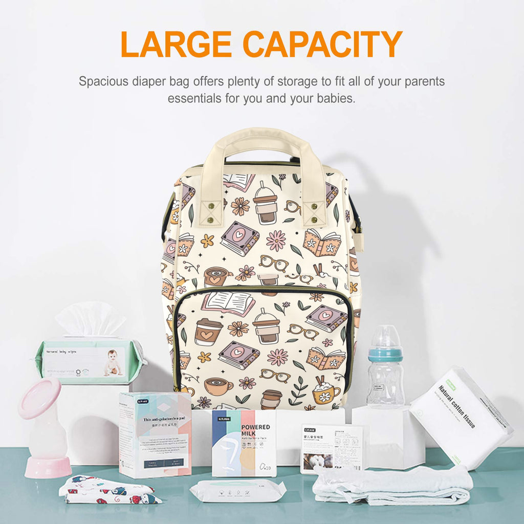 Books And Coffee - Multi-Function Backpack, Nappy / Diaper Bag