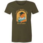 Coffee Makes Life Bearable - Womens T-shirt Army Womens T-shirt animal Coffee Printed In Australia