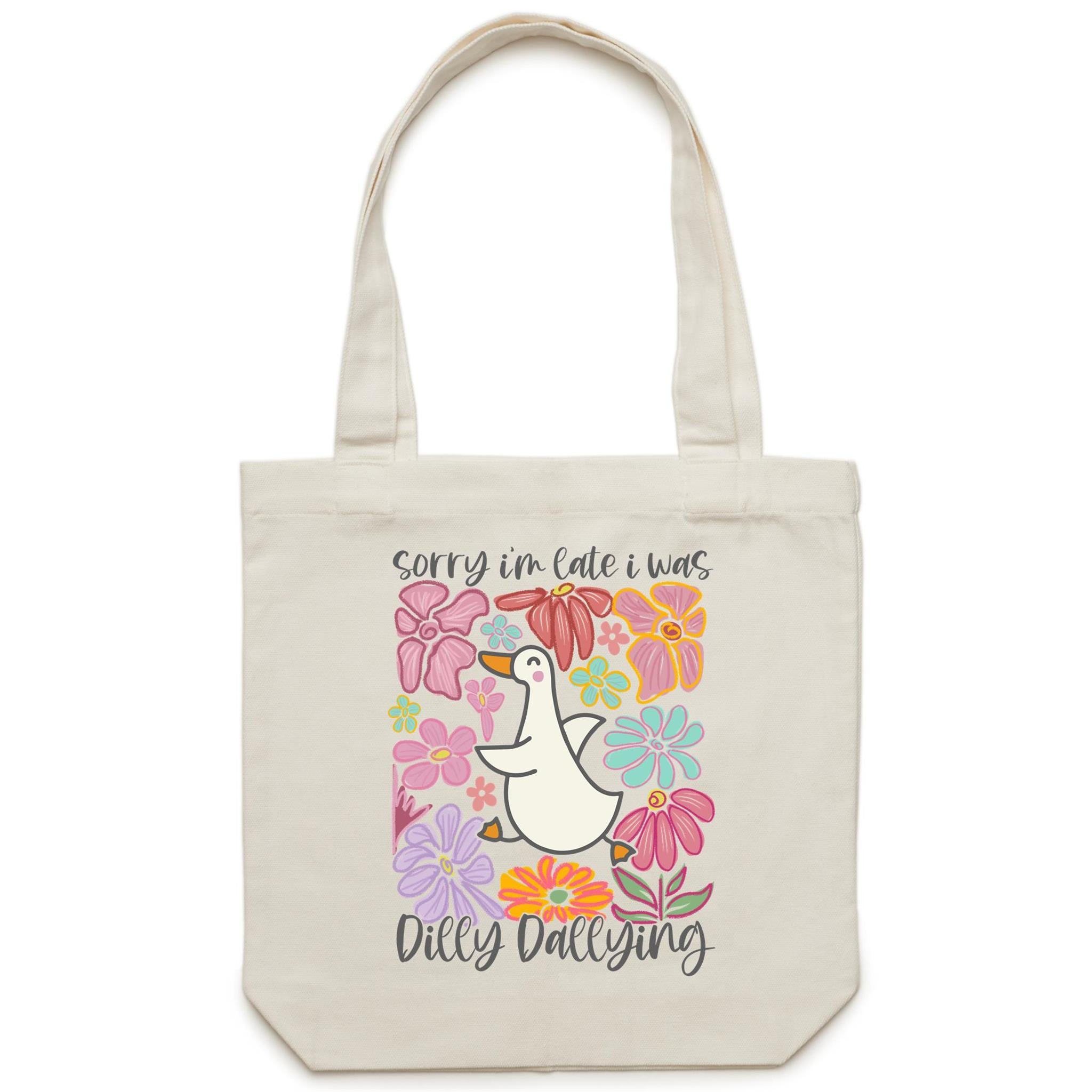 Sorry I'm Late, I Was Dilly Dallying - Canvas Tote Bag Default Title Tote Bag animal Printed In Australia