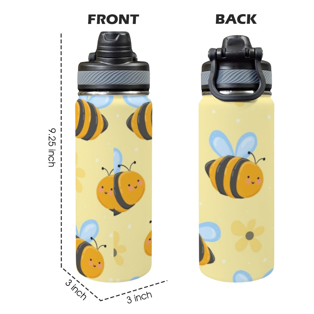 Bright Bees - Insulated Water Bottle with Dual-Use Lid (18oz) Insulated Water Bottle with Dual-Use Lid (18oz) animal Printed Offshore