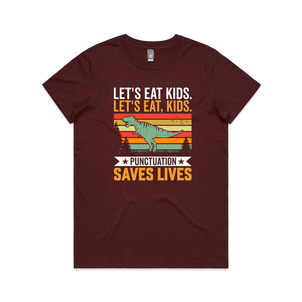 Punctuation Saves Lives, Dinosaur Women's AS Colour T-shirt