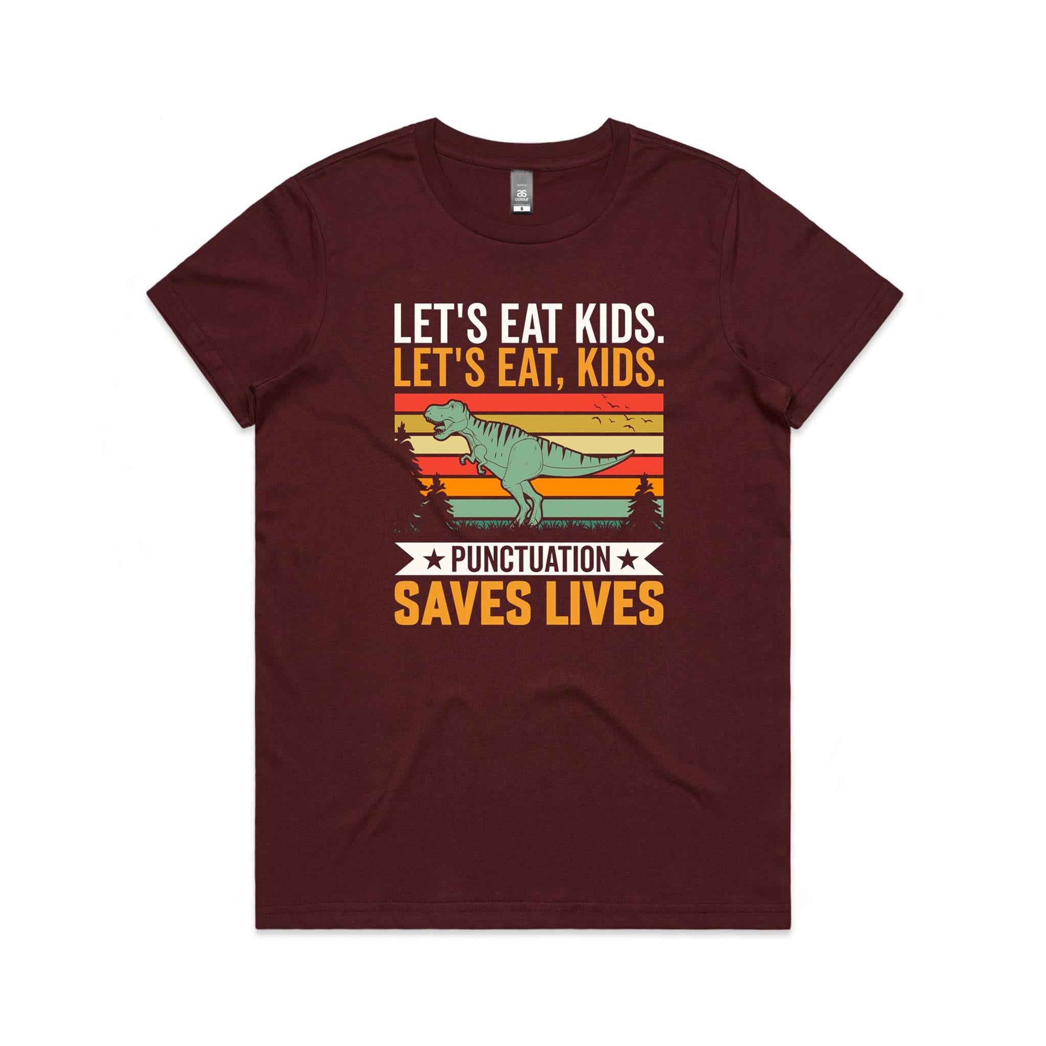 Punctuation Saves Lives, Dinosaur Women's AS Colour T-shirt