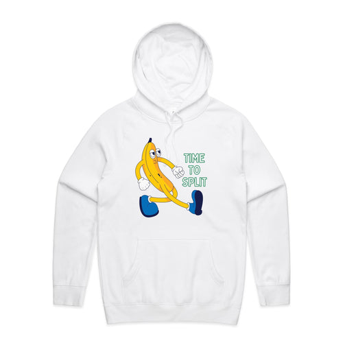 Banana, Time To Split - Mens Hoodie White Mens Hoodie Food Printed In Australia