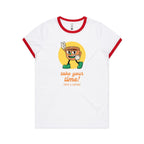 Take Your Time, Have A Coffee - Women's Ringer Tee White Red Womens Ringer T-shirt Coffee Printed In Australia